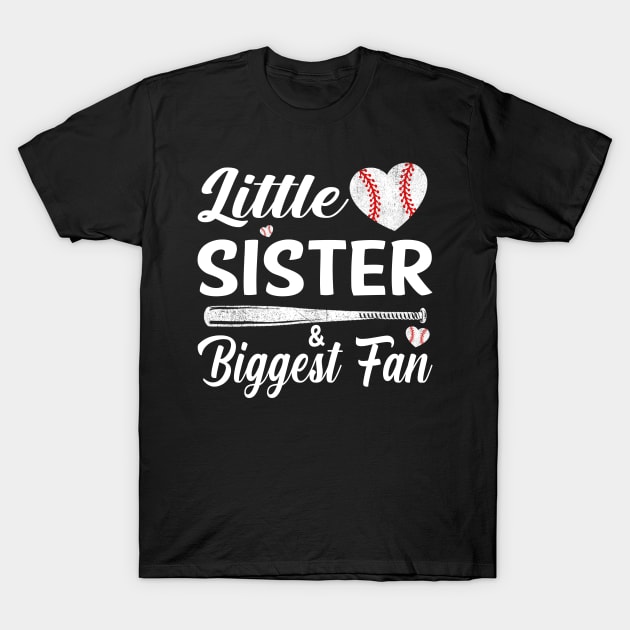 Little Sister Biggest Fan Baseball T-Shirt by eyelashget